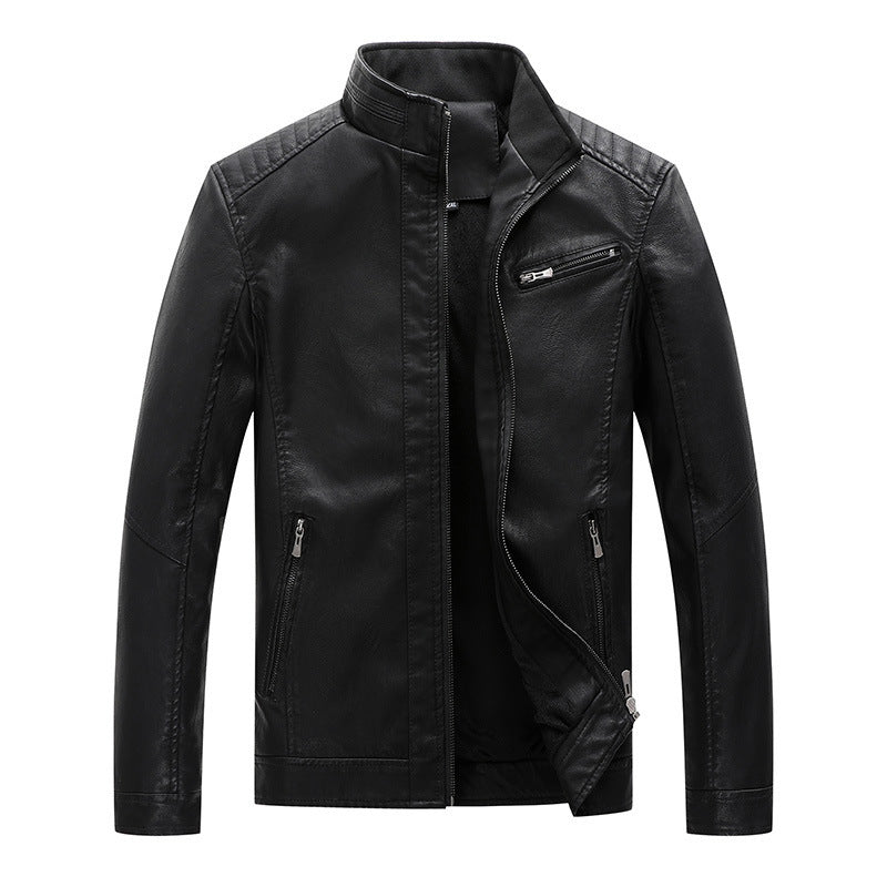 Sliktaa Herenjack van kunstleer met opstaande kraag, overgangsbovenstuk, casual motorrijder piloten ritssluiting klassiek lederen jack, zwart, L Sliktaa Herenjack van kunstleer met opstaande kraag, overgangsbovenstuk, casual motorrijder piloten ritssluiting klassiek lederen jack, zwart, L