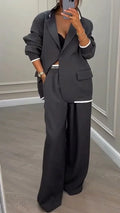 Oversized Blazer Broekpak met Rechte Broek voor Dames
