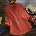 Gaia | Knoopsluiting Katoenen Blouse voor Dames