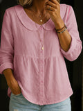 Linnen Button-Down Blouse met Reverskraag voor Dames
