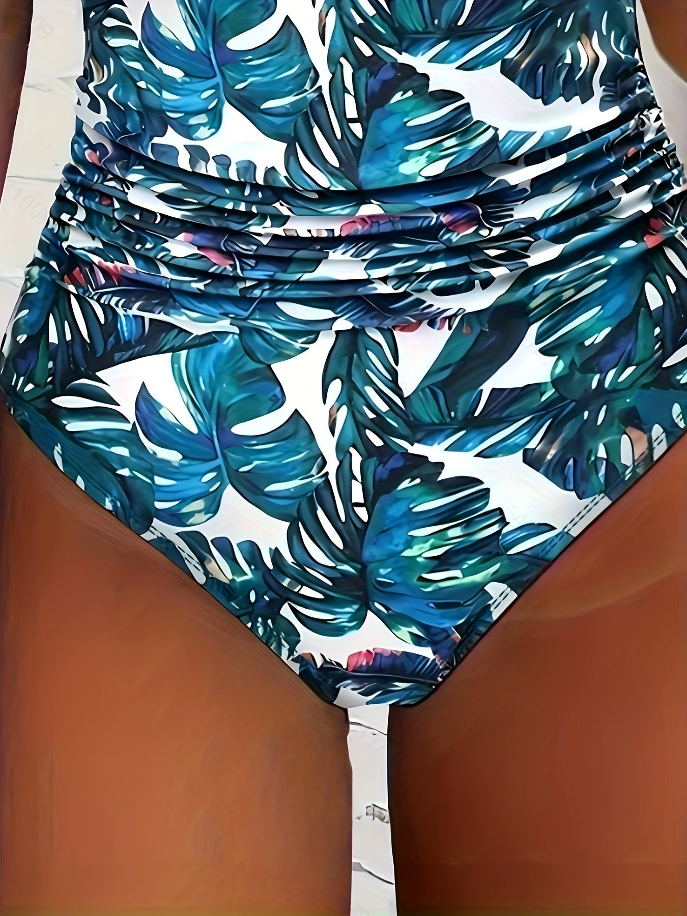 Sonja | Halternek Zwempak met Geplooid Detail voor Dames