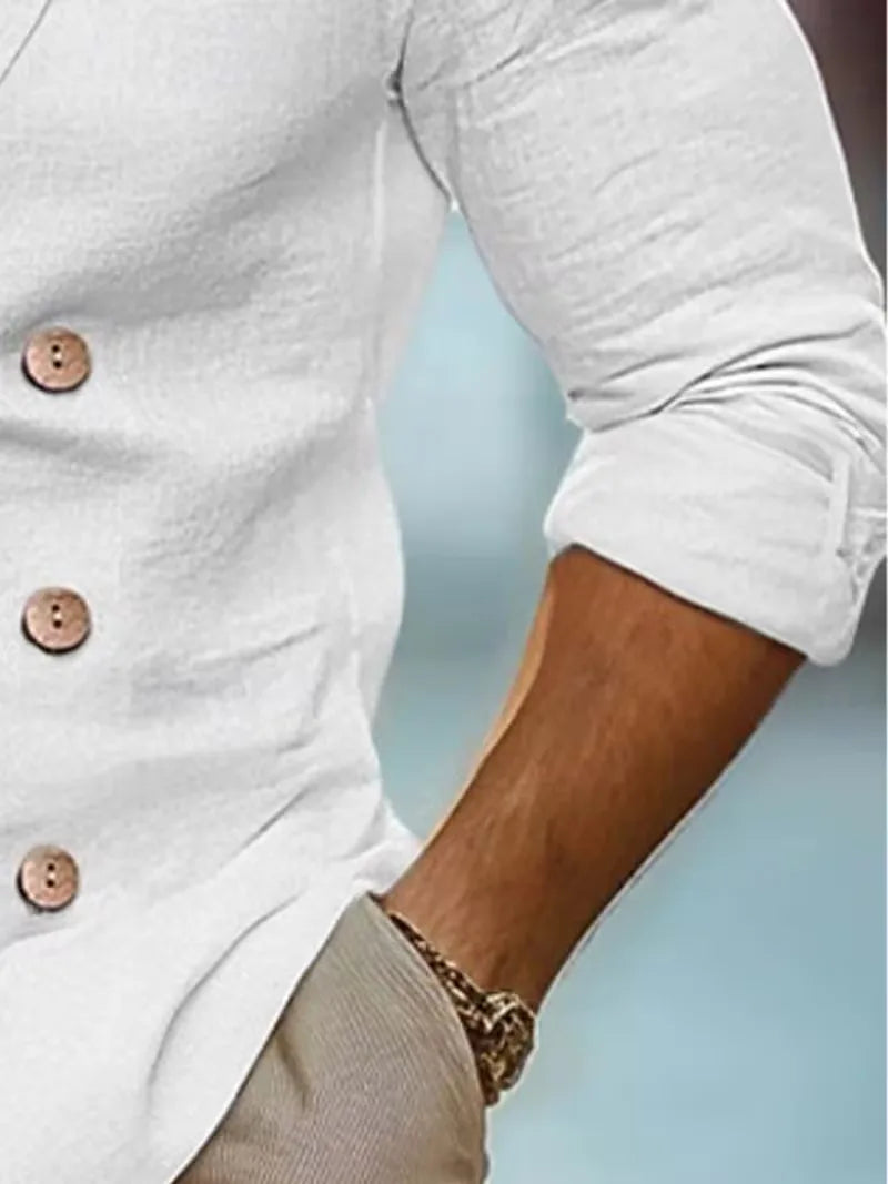 Linnen Slim Fit Blazer met V-Hals voor Heren