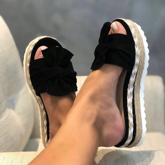 Woven Open Teen Sandalen met Strikdetail voor Dames
