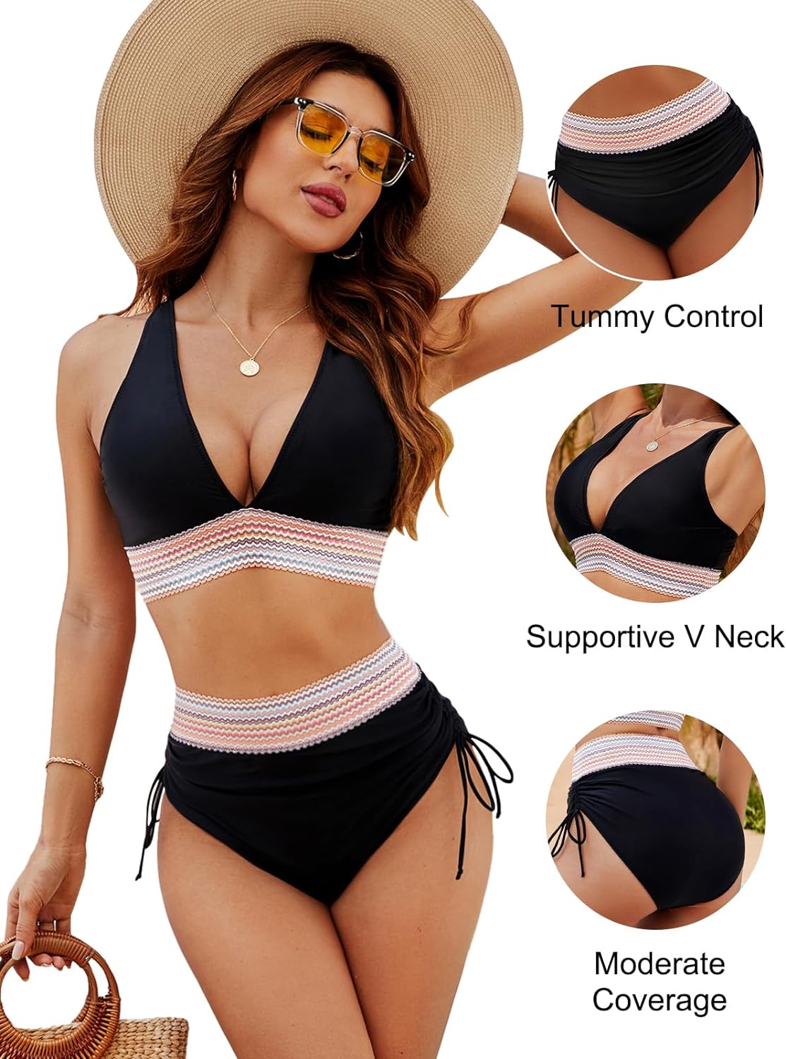 Myla | Halternek Bikini Set met Gestreepte Details voor Dames