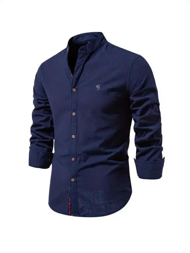 Linnen Slim Fit Overhemd met Lange Mouwen voor Heren