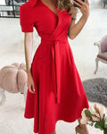 V-Hals Midi Jurk voor Dames
