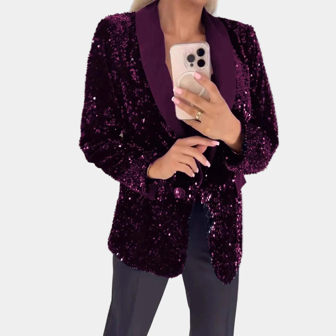 Glitter Blazer met Satijnen Revers voor Dames