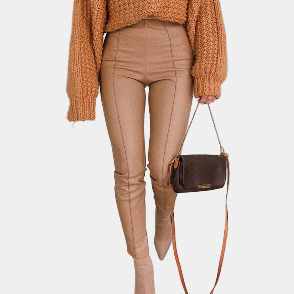 Leren Broek met Split voor Dames