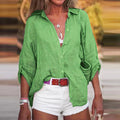 Linnen Blouse met Lange Mouwen en Knoopsluiting voor Dames