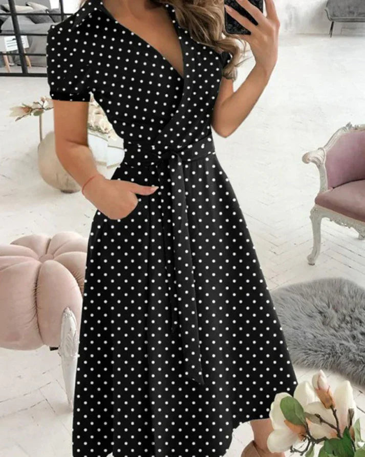 V-Hals Midi Jurk voor Dames