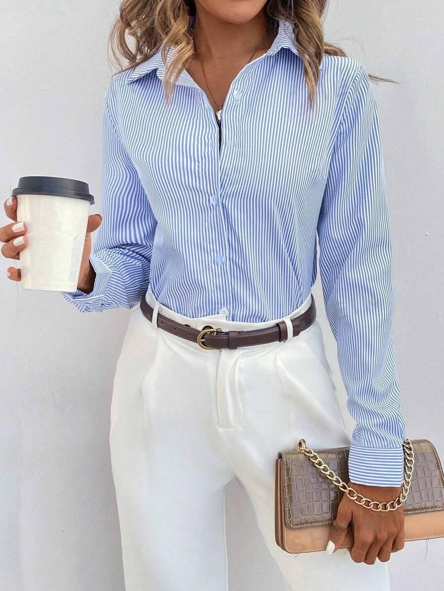 Blouse met Lange Mouwen en Streeppatroon voor Dames