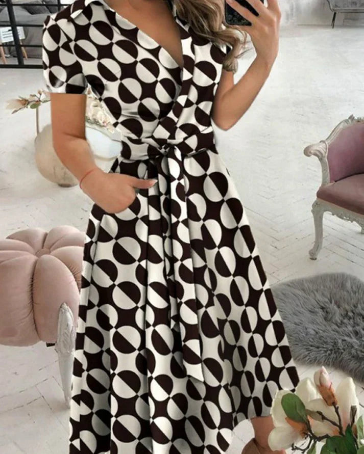 V-Hals Midi Jurk voor Dames