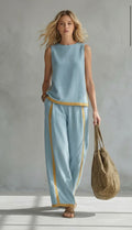 Tweedelige Set met Mouwloze Top en Wijde Broek voor Dames