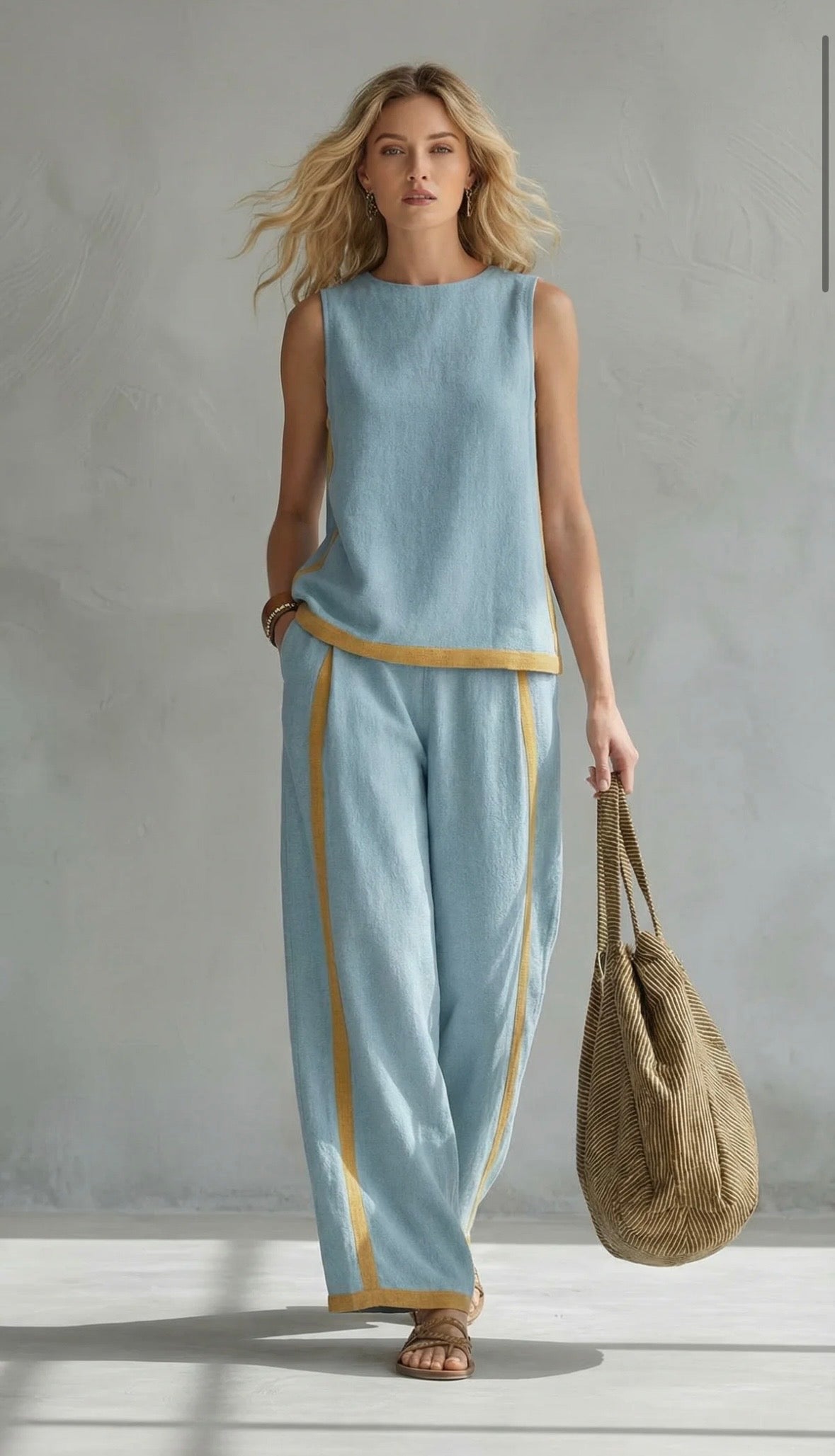 Tweedelige Set met Mouwloze Top en Wijde Broek voor Dames