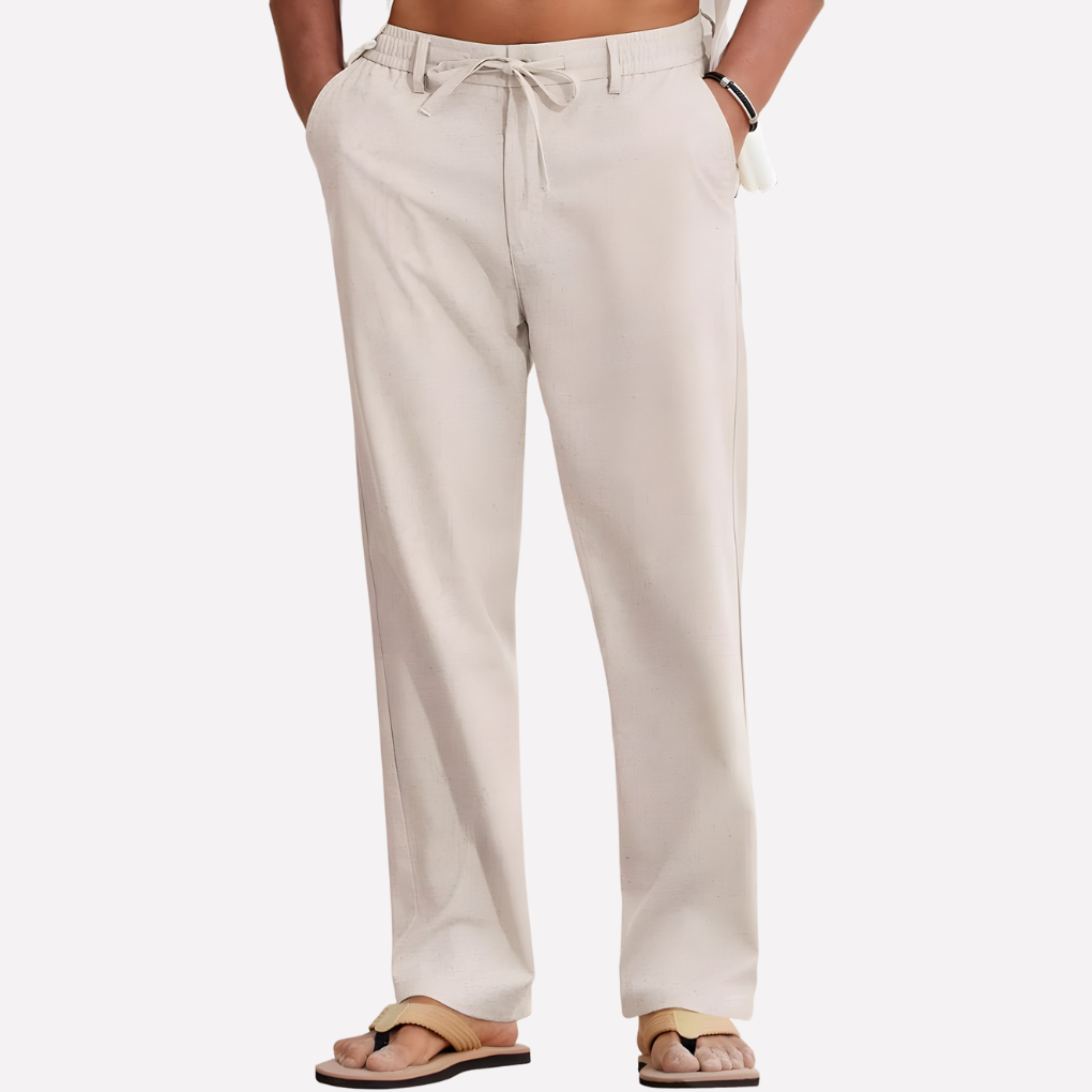 Linnen Rechte Pantalon met Steekzakken voor Heren