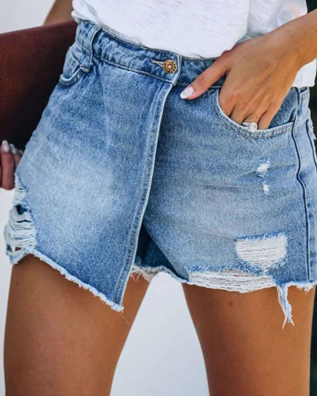 Denim Skort met Gerafelde Zoom voor Dames