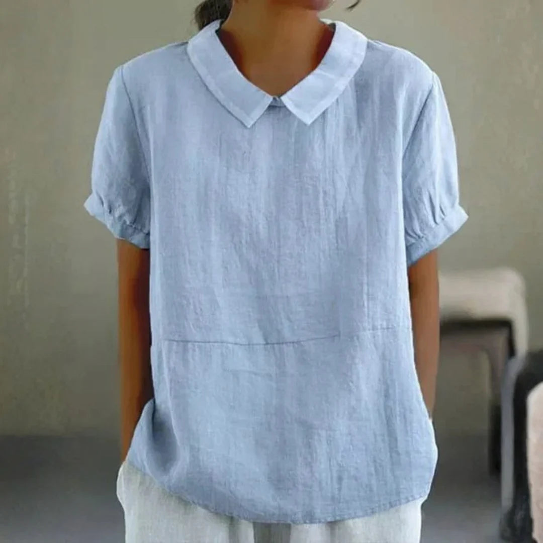 Linnen Peter Pan Kraag Blouse voor Dames