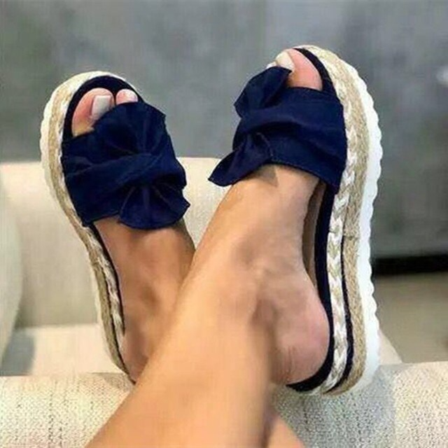 Woven Open Teen Sandalen met Strikdetail voor Dames