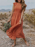 Mouwloze Maxi Jurk met Ruffles en Zakken voor Dames