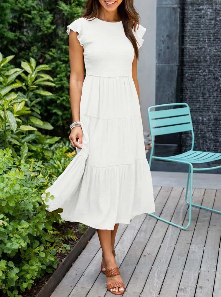 Mouwloze Maxi Jurk met Ruffles en Zakken voor Dames