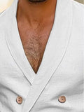 Linnen Slim Fit Blazer met V-Hals voor Heren