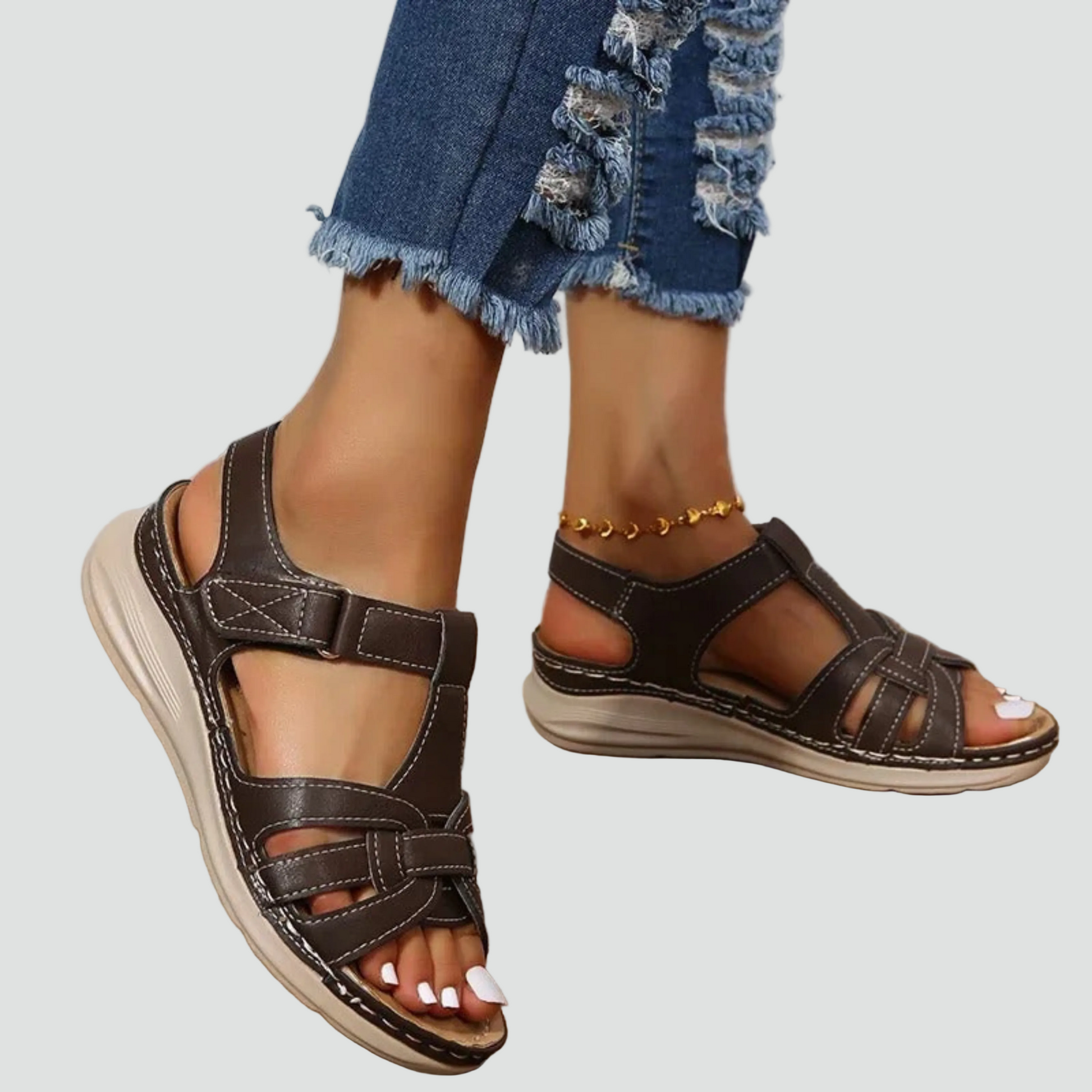 Open Teen Sandalen met Verstelbare Gespen voor Dames
