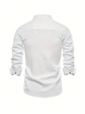 Linnen Slim Fit Overhemd met Lange Mouwen voor Heren