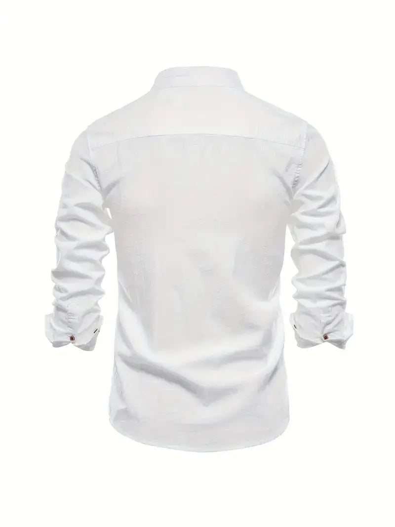 Linnen Slim Fit Overhemd met Lange Mouwen voor Heren