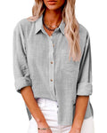 Katoen-Linnen Button-Down Blouse voor Dames