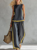 Tweedelige Set met Mouwloze Top en Wijde Broek voor Dames