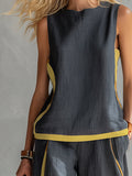 Tweedelige Set met Mouwloze Top en Wijde Broek voor Dames