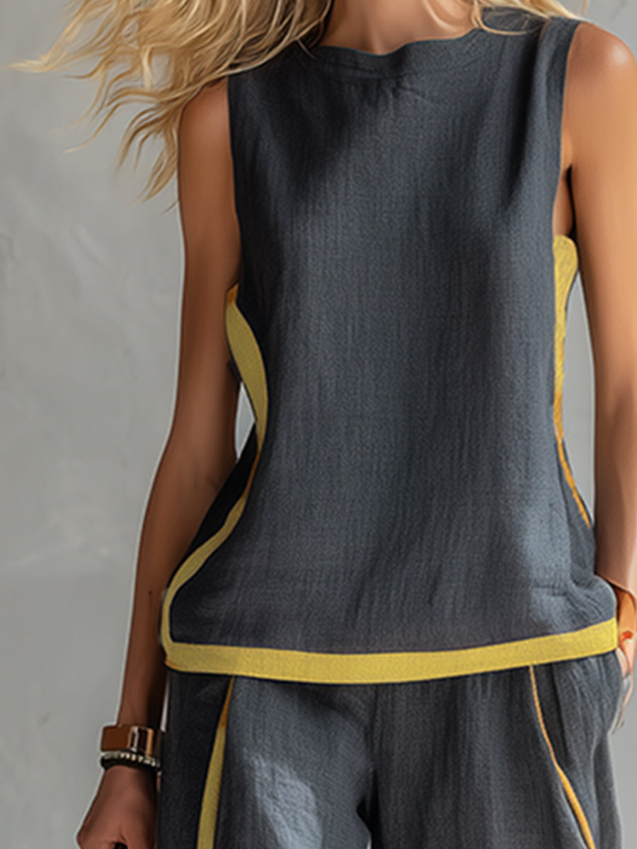 Tweedelige Set met Mouwloze Top en Wijde Broek voor Dames