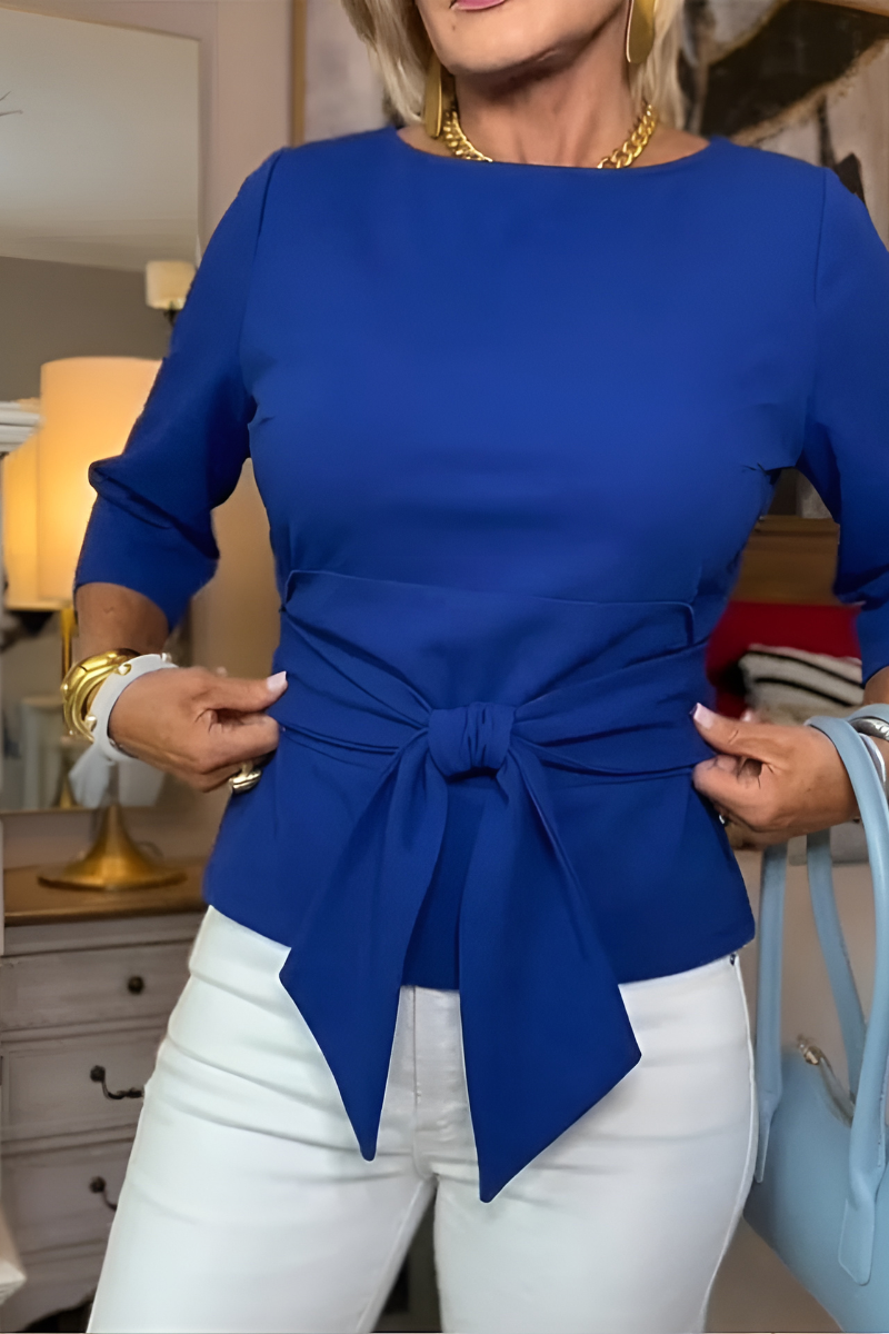Belted Blouse met Lange Mouwen voor Dames
