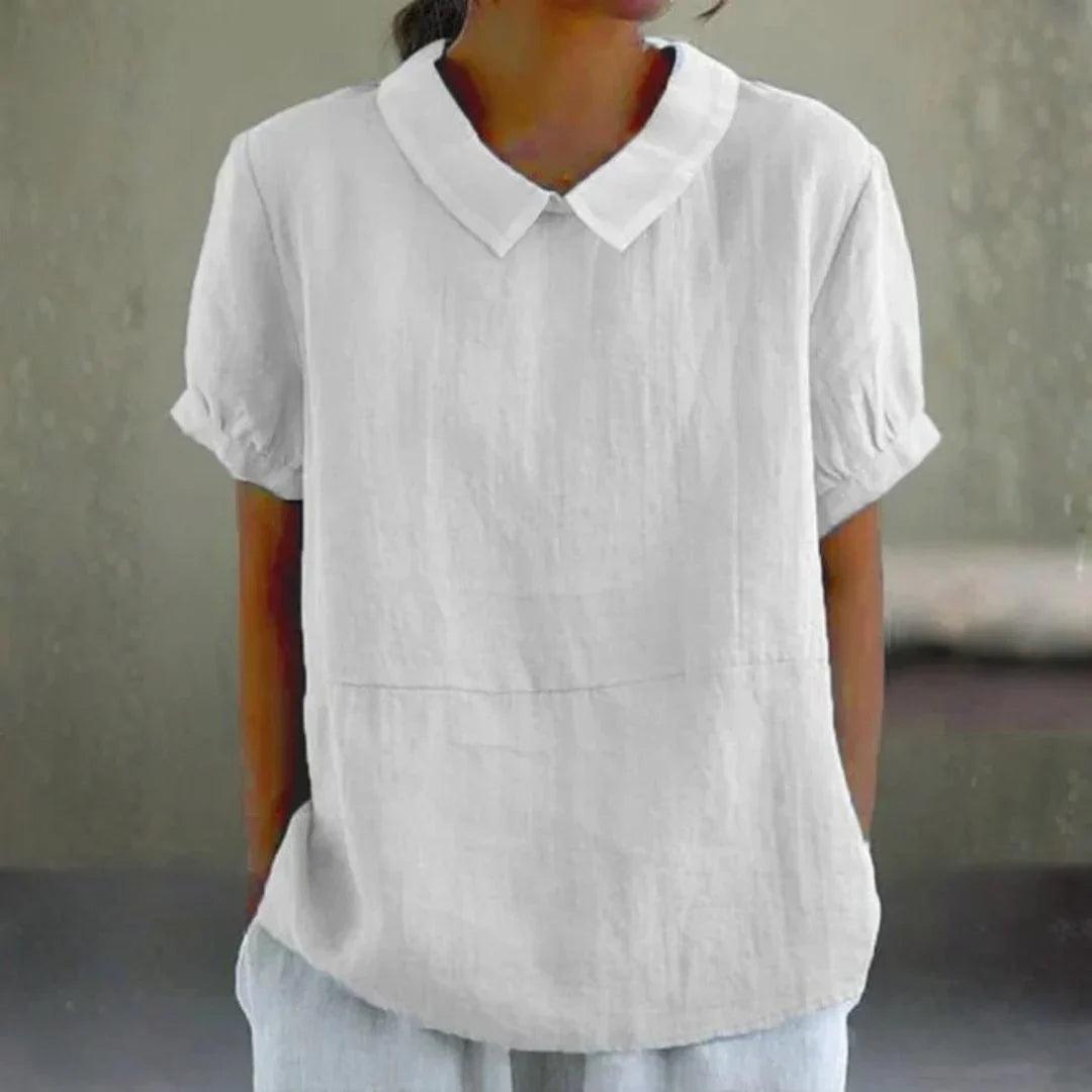 Linnen Peter Pan Kraag Blouse voor Dames