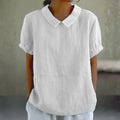 Linnen Peter Pan Kraag Blouse voor Dames
