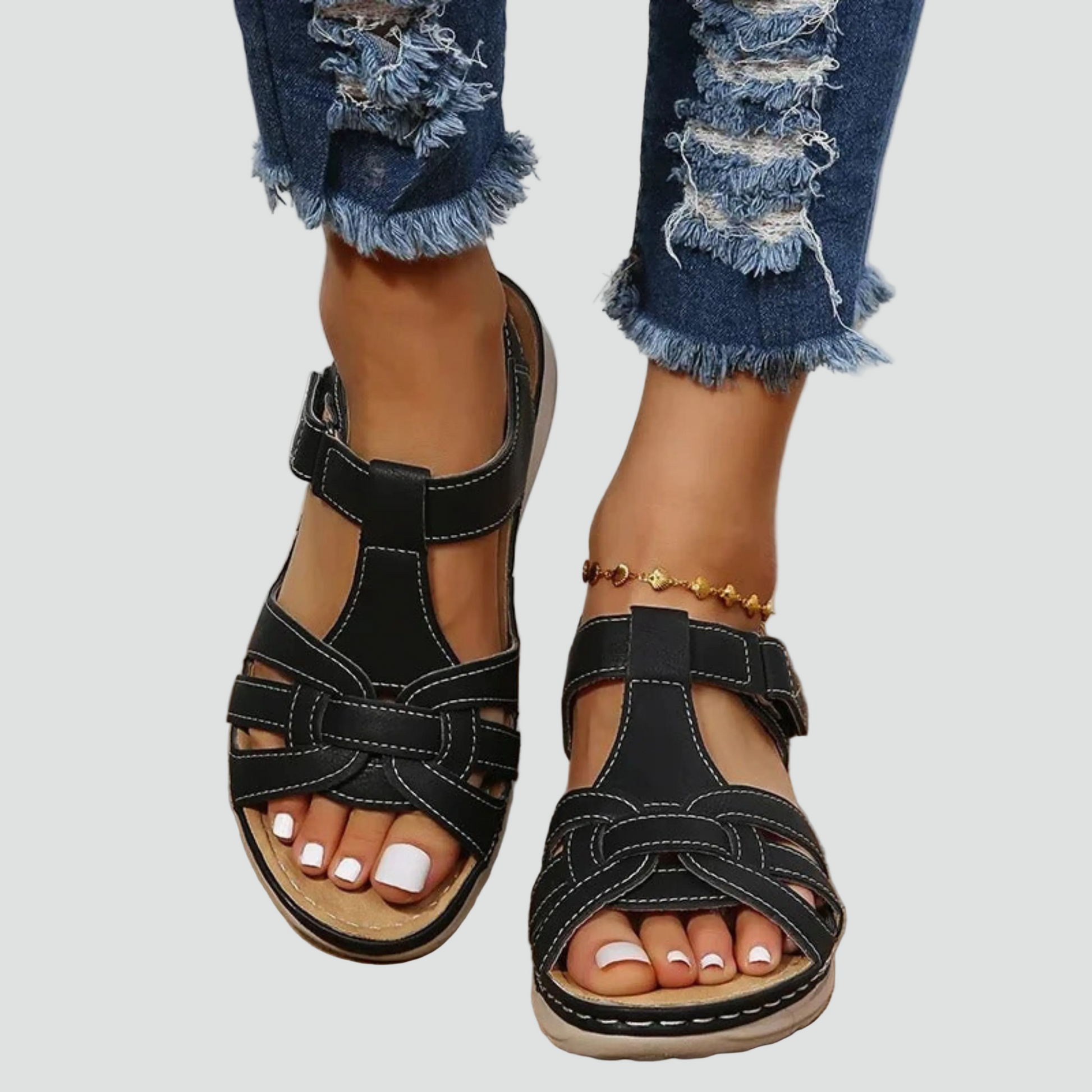 Open Teen Sandalen met Verstelbare Gespen voor Dames