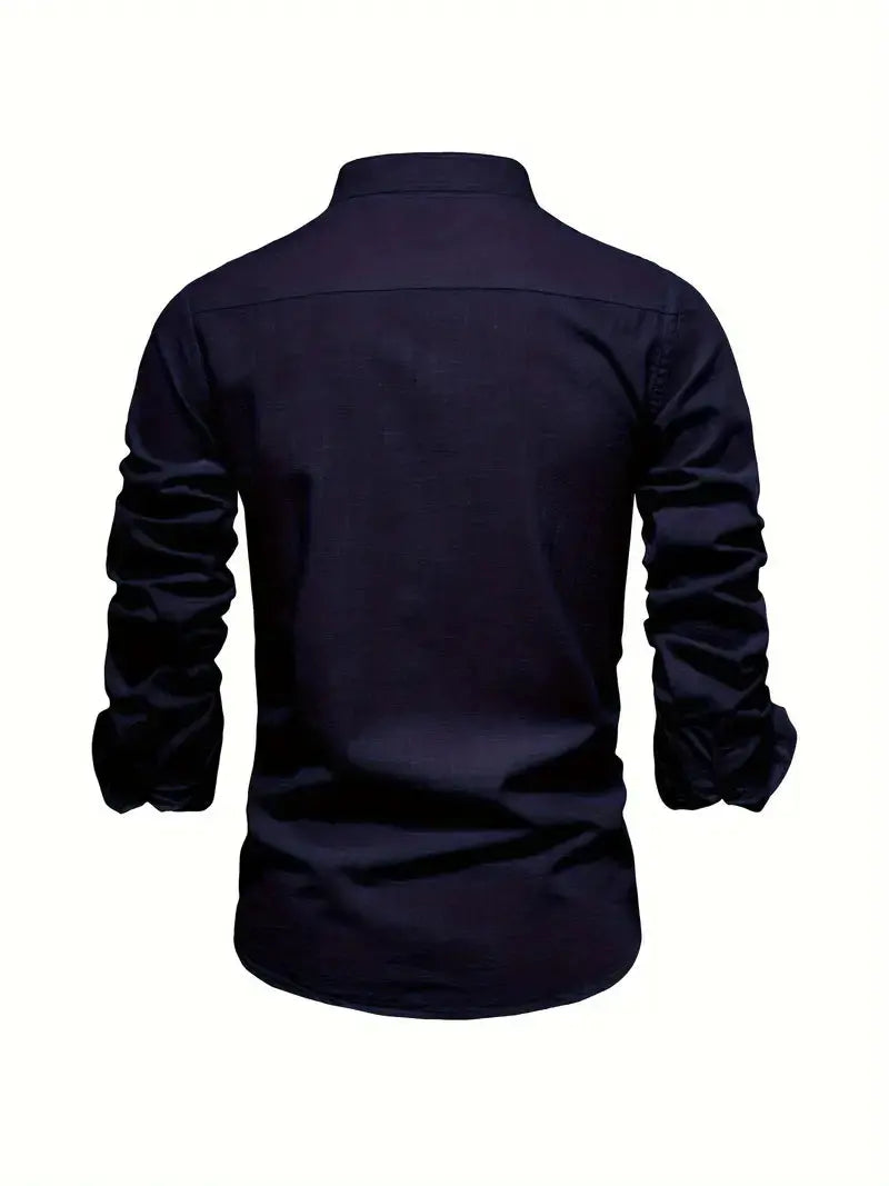 Linnen Slim Fit Overhemd met Lange Mouwen voor Heren