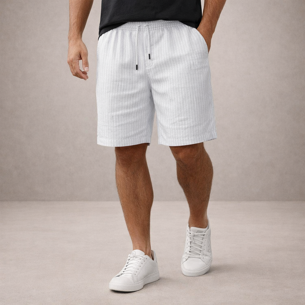 Linnen Regular Fit Korte Broek met Steekzakken voor Heren