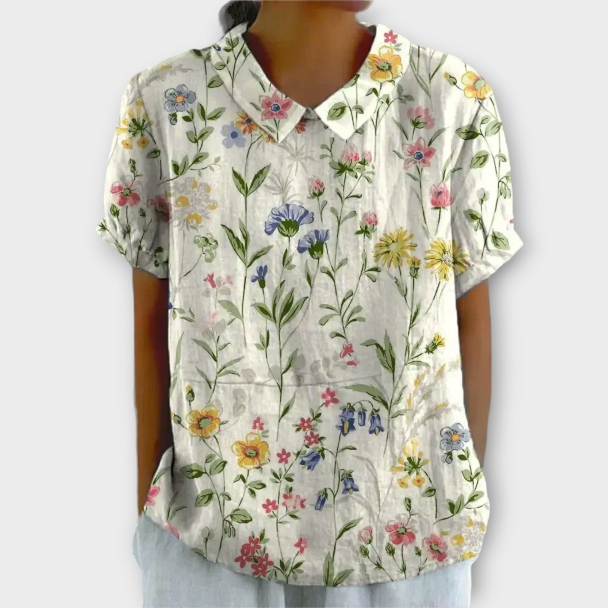 Reverskraag Bloemen Linnen Blouse voor Dames