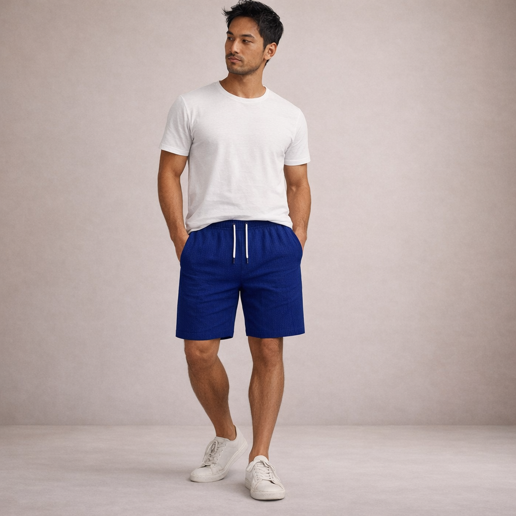 Linnen Regular Fit Korte Broek met Steekzakken voor Heren