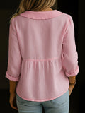 Linnen Button-Down Blouse met Reverskraag voor Dames