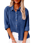Linnen Blouse met Opstaande Kraag voor Dames