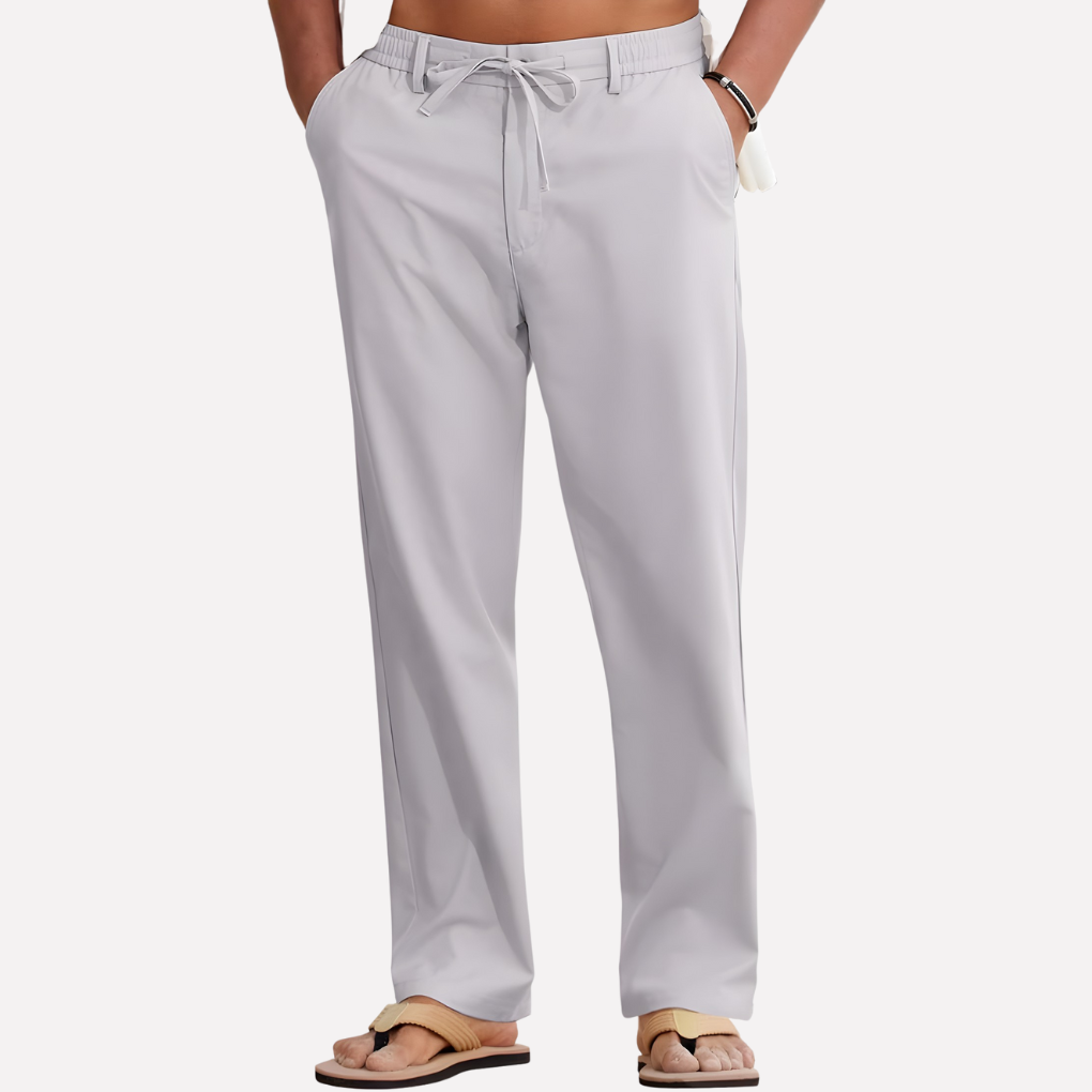 Linnen Rechte Pantalon met Steekzakken voor Heren