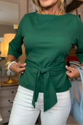 Belted Blouse met Lange Mouwen voor Dames