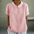 Linnen Peter Pan Kraag Blouse voor Dames