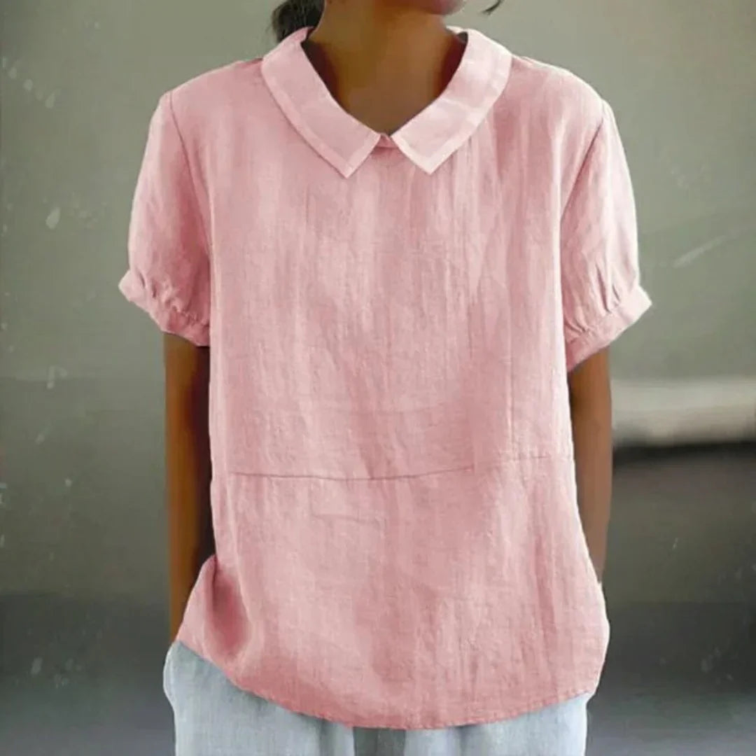 Linnen Peter Pan Kraag Blouse voor Dames