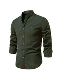 Linnen Slim Fit Overhemd met Lange Mouwen voor Heren