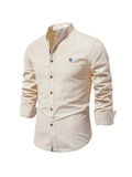 Linnen Slim Fit Overhemd met Lange Mouwen voor Heren