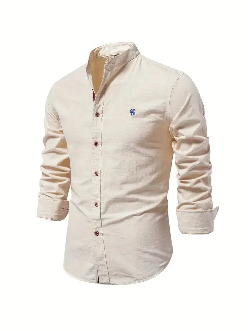 Linnen Slim Fit Overhemd met Lange Mouwen voor Heren