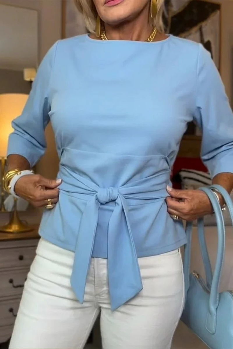 Belted Blouse met Lange Mouwen voor Dames